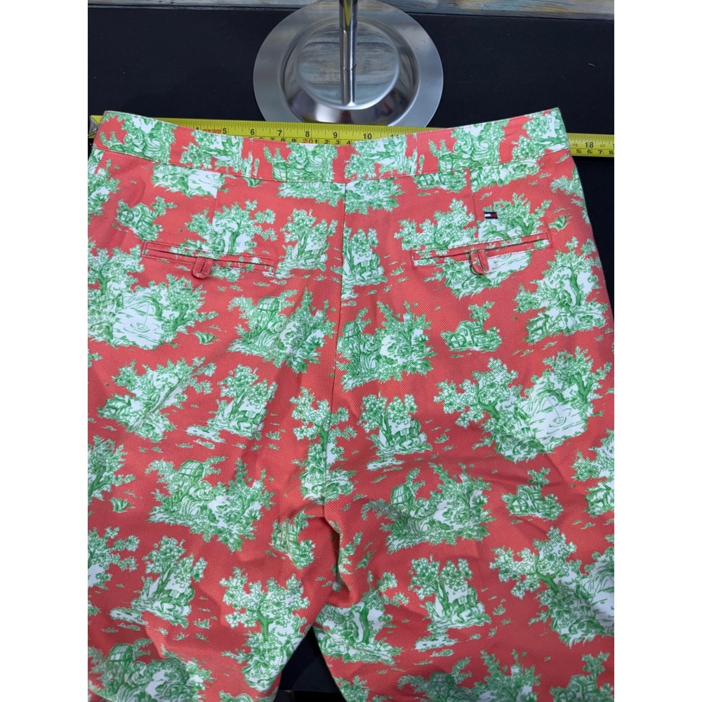 Tommy Hilfiger Shorts 12 Coral Green Toile Landscape Pique Preppy Excellent - Picture 5 of 5